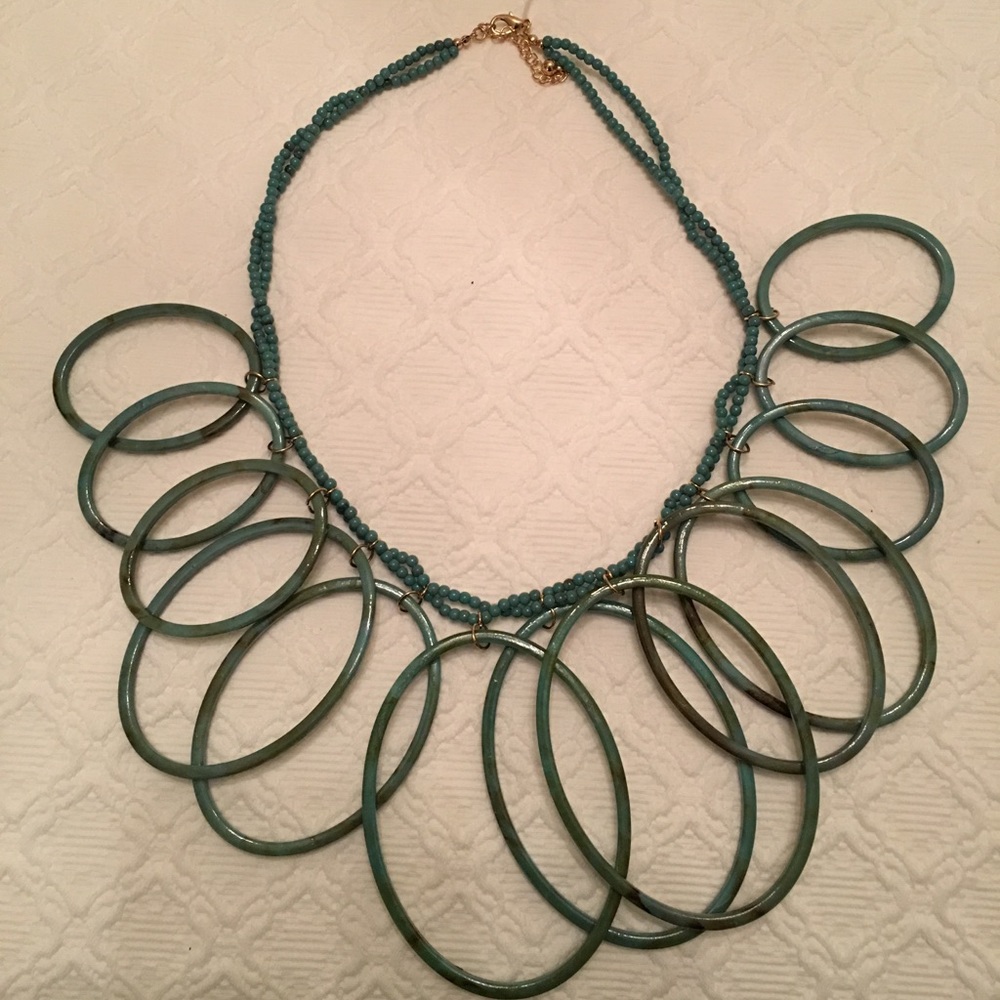 Faux turquoise resin loop necklace.